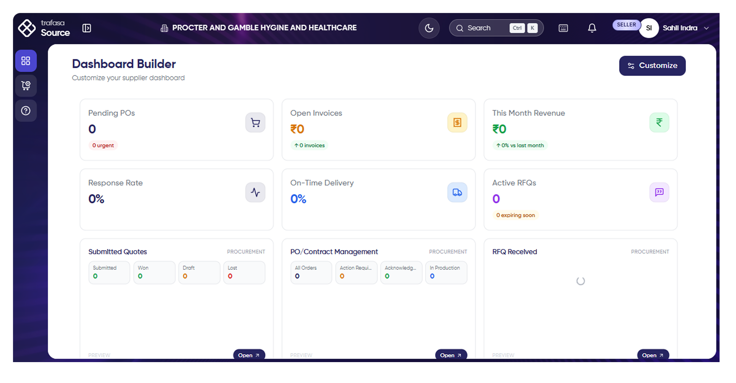 The Trafasa Circle supplier dashboard on a monitor, laptop and tablet
